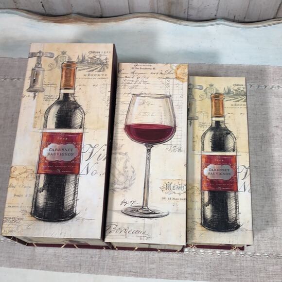 NEW! 3-Pc Wine Themed Nesting Home Decor or Gift Boxes - Picture 8 of 15